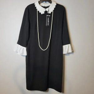 NWT Karl Lagerfield Paris Black Dress w/ Faux Pearl Necklace